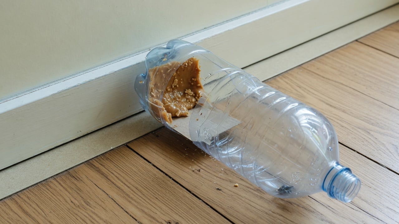 Domowa pułapka na myszy z plastikowej butelki z przynętą