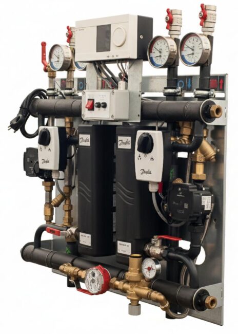 Węzeł cieplny dwufunkcyjny do ogrzewania i ciepłej wody użytkowej